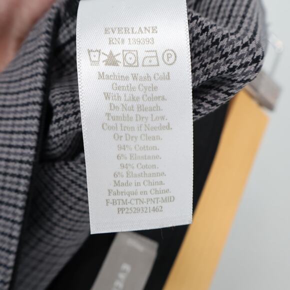 Everlane The Side-Zip Stretch Cotton Tapered Cropped Work Pant Grey Plaid Size 2 - Picture 7 of 7